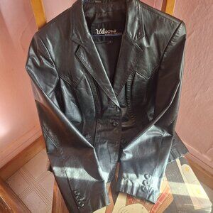 Women's Vintage Wilsons Leather Fitted Jacket Black Size 12.